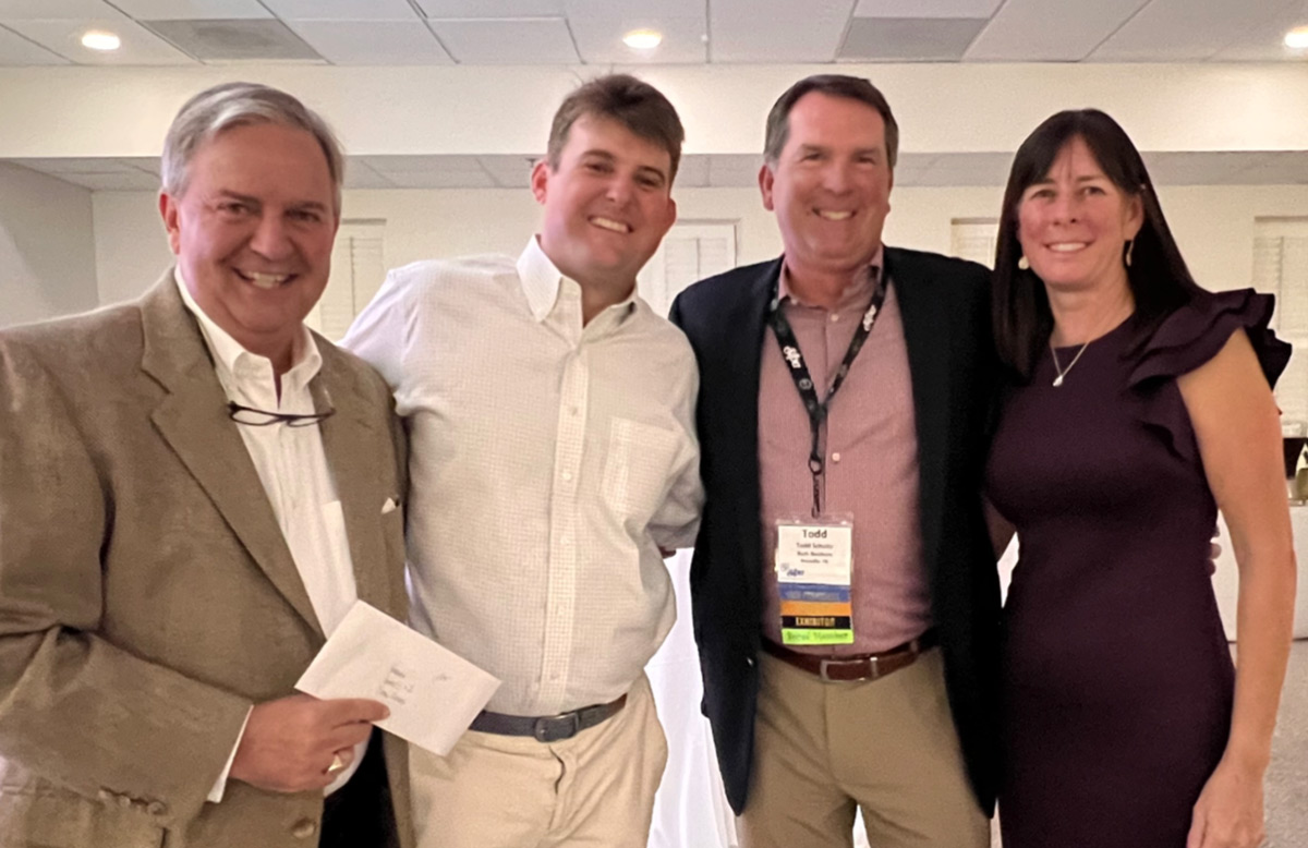 First Place Golf Tourament Team of Jack Haddock, of Crown Holdings on left with Curtis Holmes, of Carolina Process Piping beside Todd Shultz and Linda Schultz.