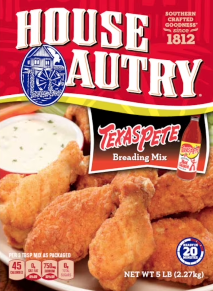 SFPA members Garner Foods and House-Autry partnered for a Texas Pete® spicy chicken breader.